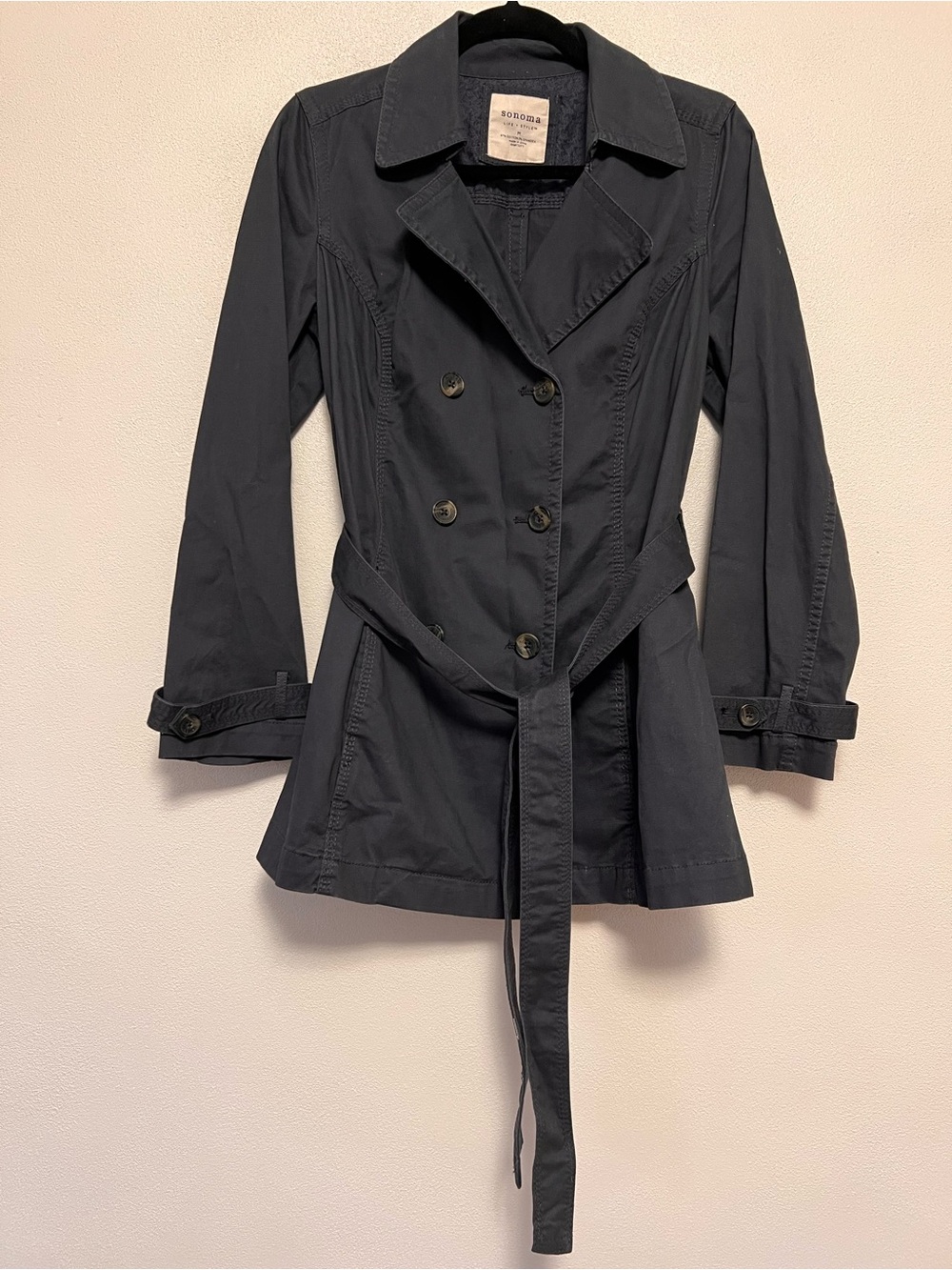 Brand New William Sonoma Double-Breasted Trench Coat with Belt